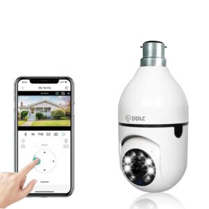 Home wi fi bulb cctv camera 1080p wireless ptz bulb shape indoor 360° smart home security light vision 24x7 continuous recording
