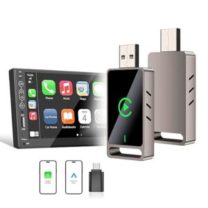Home car play wireless adapter 2 in 1 wireless car receiver, converts wired auto android & carplay to wireless,