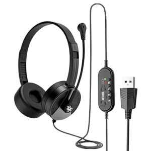 Home wired usb headphone with noise cancelling mic | hd sound & comfort for zoom, teams & call centers
