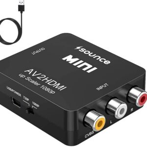 Home sounce av to hdmi converter, rca to hdmi, 1080p mini rca composite cvbs video audio converter adapter support pal/ntsc for tv/pc/ ps3/